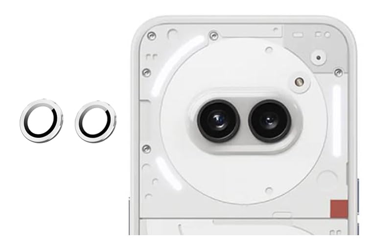 Image of imluckies Camera Ring Lens Protector (Aluminum with Tempered Glass) Compatible for Nothing 2A - Silver (Pack of 2 rings)