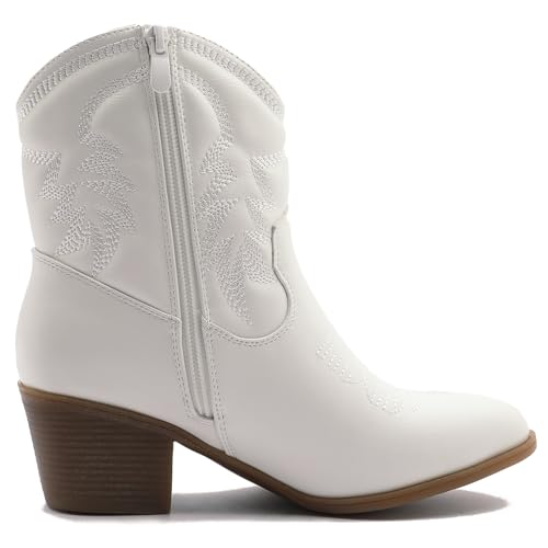 GLOBALWIN Women's Mid Calf The Western Cowboy Boots Fashion Cowgirl Boots For Women Low Heel2