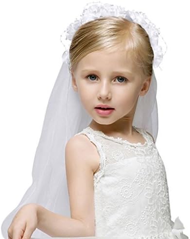 Corona de flores con velo para niñas, ideal para eventos como bodas