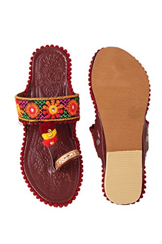 SHREE OL Rajasthani Jaipuri Work Kolhapuri Ethnic Womens Girls Ladies Slipper Pink
