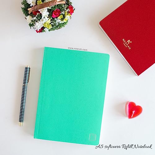 Image of NEORAH - A5 Notebook SOFT COVER | Organiser REFILL | Unruled Notebook Journal | 110 GSM | 160 pages (Size 21 cm x 14.8 cm) Planner Journaling Writing Note Taking Diary, Travellers Journal -TEAL