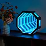 Small Infinity Tunnel Mirror Light, Cool Gaming Desk Futuristic Decor Lamp, RGB Color Changing Wall