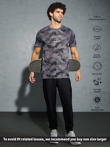 Image of TECHNOSPORT Men's Regular Fit Half Sleeve Crew Neck T-Shirt, TECHNOCOOL+ Quick Dry Moisture Wicking Stretchable Sports Gym and Casual Wear