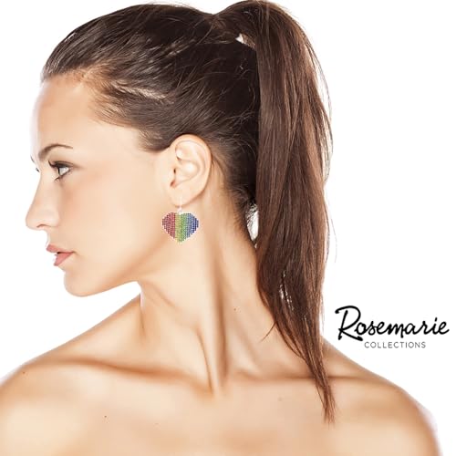 Rosemarie & Jubalee Women's Stunning Rainbow Love Crystal Rhinestone Heart Jewelry Pieces Pride Friendship Gifting (Dangle Earrings, 1.61") by Rosemarie & Jubalee - Image 2