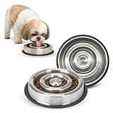 AASPIRE PETS 5oz Slow Feeder Dog Bowls, 0.6 Cup Capacity Spiral Style Stainless Steel Small Dogs & Cats Food Dishes for Fast Eaters, Nonslip Durable Feeding Puzzle Bowl | Slo Down Eating for 10–20 lbs