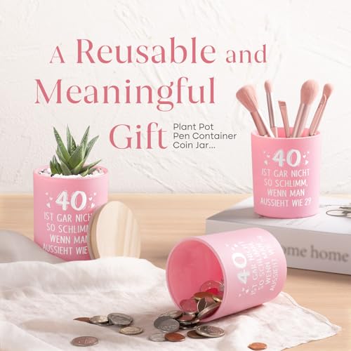 Craftique 40 Geburtstag Frauen, Dekorative 10OZ Duftkerze mit Holzdeckel, Rosa, Geschenk 40. Geburtstag Frau, Geburtstagsgeschenk für Frauen, Freundin, Schwester, Kollegin