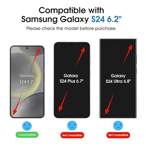 Image of amFilm Auto-Alignment OneTouch for Samsung Galaxy S24 6.2 inch Screen Protector + Camera Lens Protector,Tempered Glass,30 Seconds Installation, Case Friendly , Bubble Free , Anti-Scratch [2+2 Pack]
