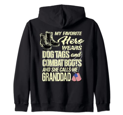 Mi nieta usa etiquetas de perro botas de combate - Army Granddad Sudadera con Capucha