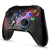 【5 Stufen zur Einstellung der Helligkeit der LED-Hintergrundbeleuchtung】Diese Tasten (ZL-Taste + ZR-Taste + R3 + Kreuzknopf) funktionieren gleichzeitig, um die Lichtintensität des Controllers einzustellen. Das coole LED-Licht ist modisch und beeindruckend; Achtung: Drücken Sie die Taste L + R für 5 Sekunden, um das Licht einzuschalten.