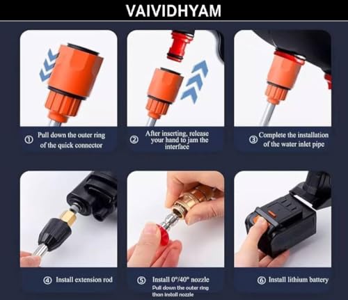 Image of Car Washer High Pressure Gun (Double Battery) Cordless Portable Wireless Pressure Washer Gun High Pressure Water Gun for Car,Bike Washing Cleaning| Adjustable Nozzle and 5M Hose Pipe MY55