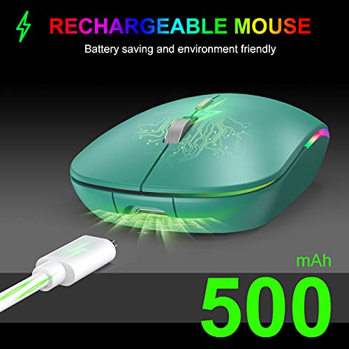 Rgb Wireless Mouse, Wisfox 2.4G Rechargeable Silent Wireless Bluetooth Mouse, 3 Modes (Bluetooth 5.0/3.0 + Usb), Led Ergonomic Mouse For Laptop Desktop Windows Mac Ipad (Coral Blue) #TOP2
