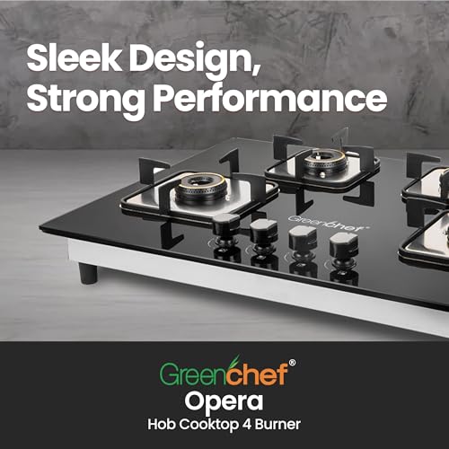 Greenchef Opera Hob top Four burner gas stove – Auto Ignition, Toughened Glass, LPG Compatible, Sleek and compact design - Image 3