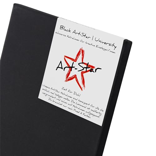 Art-Star | 1x Black University KEILRAHMEN | 1 Schwarze Leinwand auf Keilrahmen | Leinwandtuch vorgrundiert, malfertige bespannte rechteckige Keilrahmen mit Leinwand zum bemalen | Format: 60x80cm