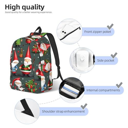 Mochila con estampado de gnomos divertidos de Navidad para negocios y viaje 5