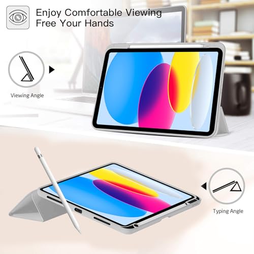 Image of Robustrion Cover for iPad 11th Generation (A16) / 10th Gen Cover Case with [Right Side Pencil Holder] [Auto Sleep Wake] [Soft Back] (2022 /2025), Case for iPad 11th 11 inch / 10th 10.9 inch - Grey