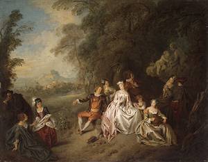 Peinture à l'huile de Jean-Baptiste Joseph Pater Concert Champêtre finition haute fidélité