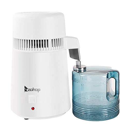 4L Water Distiller Distilled Water Machine for Home Countertop Table Desktop BPA-Free Container Stainless Steel Interior for Home Use 750W Distilled Water Maker Purifier 220V (White)