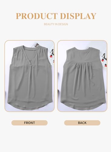 Image of Eytino Womens Plus Size Tank Tops Summer Sleeveless V Neck Casual Loose Chiffon Blouse Office Work Shirts(1X-5X)