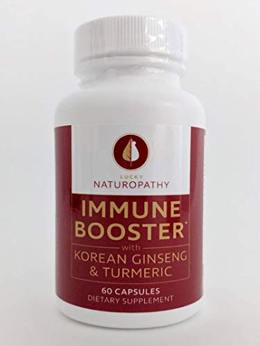 Lucky Naturopathy Immune Booster with Korean Ginseng & Turmeric 1365mg - 60 Vegan Capsules - Ginseng & Turmeric Root Powder for Energy, Mood, and Libido for Men and Women