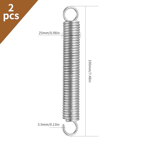 2 Stück 190mm Zugfedern mit Haken, Druckfeder Sortiment, Spannfedern mit Doppelhaken, Stahlfeder Federstahl Sprungfeder für Zelt Wohnwagen Markise Sonnensegel Trampolin Befestigungs Zugfeder