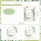 12 Lampionów na 40 Urodziny - Happy Birthday Dekoracja Stołu dla Kobiet i Mężczyzn - Nadaje się do Podgrzewaczy lub Świec z Napisem