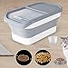FJMQHU Dog Cat Food Storage Container, Food Storage Box, 22lbs Large Capacity Kitchen Rice Bin, Dog Food Container for Pet Food, Flour, Gray