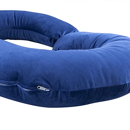 Image of C-Shaped Sleeping Pregnancy Pillow| Removable Washable Velvet Cover with Zipper| PregnoCare Fibre| Maternity, Nursing| Full Body Soft Support Bump, Head, Back, Shoulder, Hip, Legs & Belly (Royal Blue)