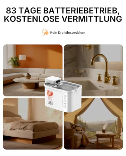 PETKIT Intelligenter Haustier Trinkbrunnen, 3L Edelstahl & BPA-frei,Leise 26dB mit Bewegungssensor, Lange Batterielebensdauer,Spülmaschinenfest,Flüsterleise Katzenbrunnen Hundetrinkbrunnen