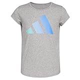 adidas Girls' Big Short Sleeve Cotton BoS Essential Tee, Medium Grey Heather, M (10/12)