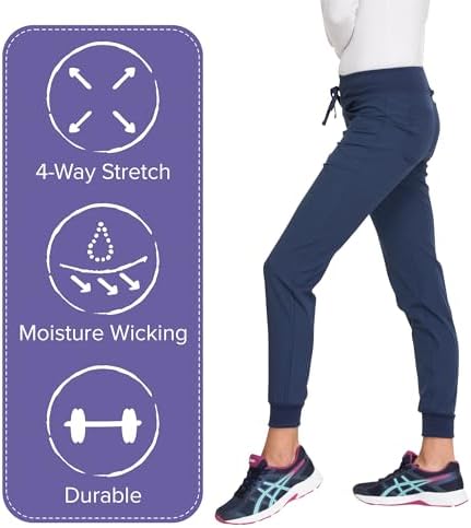 HeartSoul Jogger Scrub Pants for Women, Break On Through Stretch Fabric HS030, Navy, Medium — view 2