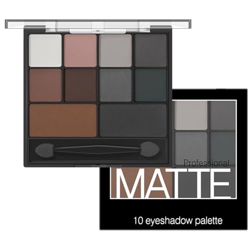Matte Smokey Eyeshadow Palette - Highly Pigmented Waterproof Grey & Black Eye Shadow with Dual-Ended Brush for Long-Lasting Makeup Look - Suitable for Women