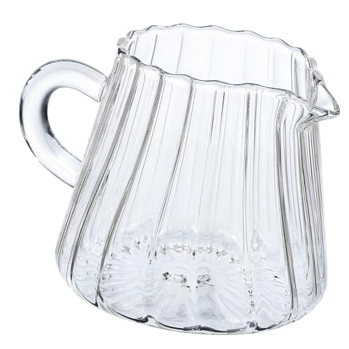 ELAYARD Caraffa Latte Vetro Borosilicato Piccola Lattiera Trasparente per Schiumare Latte e Preparare Tè Resistente e Elegante per Uso Domestico e Ristoranti