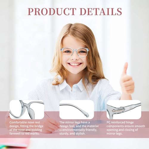 LFCFBH 2PCS Blue Light Glasses, Kids Blue Light Glasses, PC Phone Game Reading for Women Men Kids Teens Eye Protection(Blue, Pink) - Image 4