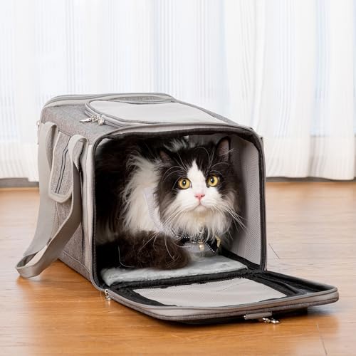 Sedioso-Pet-Carrier-for-Large-and-Medium-Cats-177X-106X-106in-Carrier-for-2-Kitties-All-Sided-Mesh-Cat-Carrier-with-Great-Ventilation-Portable-Soft-Sided-Carrier-Up-to-25lbs-for-TravelingGrey