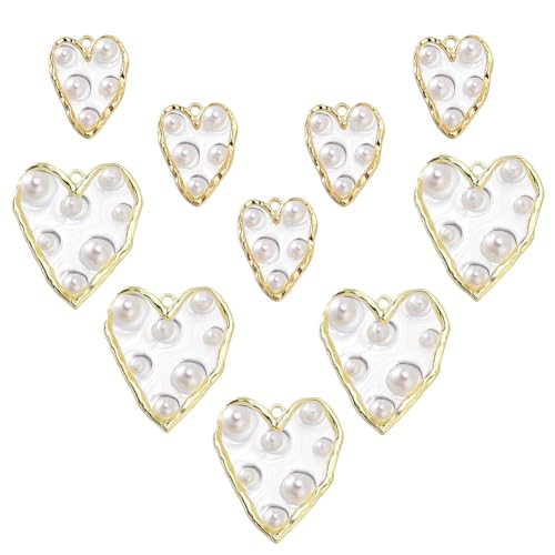 Breloques cœur émail et perles dorées pour bijoux chics faits main