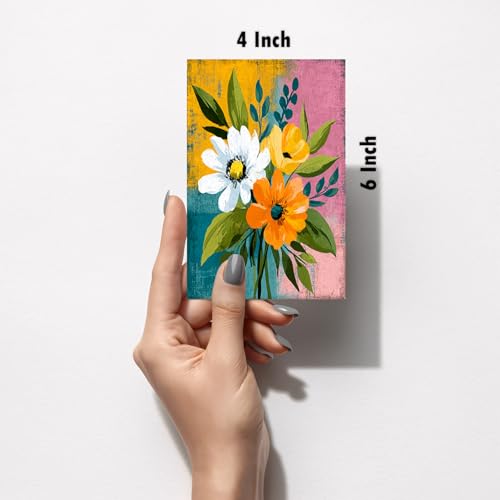 Image of SiddArtify Floral Wall Art Prints Set - Botanical Flower Poster Decor for Living Room Bedroom Office - Set of 2-4x6 Inch - Board (Pack of 6) - Sticker (Pack of 6)