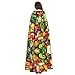QHWLR Fresh Fruits and Vegetables print Adult Decoration Cape Halloween hooded cape Fashion cosplay party witch costume