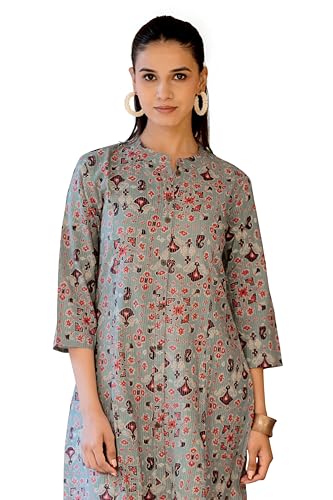 Image of MIRCHI FASHION Pure Cotton Kurti for Women | A-Line Kantha Work Printed Kurta for Woman | Ethnic Wear for Office & Daily Use (Single Piece)
