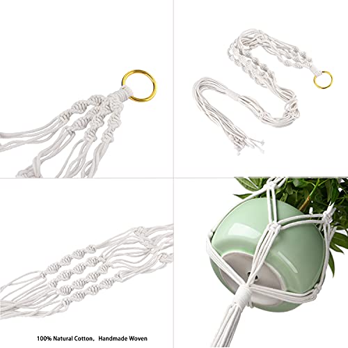 Dlinks Keshowen 2 Pack Macrame Plant Hangers,Indoor Outdoor Hanging Plants Flower Pot Holder, Handmade Cotton Rope,With 4 Metal Hanging Hooks（Not Including Pots&Plants）. #TOP2