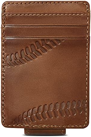 HoJ Co. Baseball Front Pocket Wallet | Men's Money Clip Wallet | Strong Magnetic Clip | Slim Wallet With Money Clip