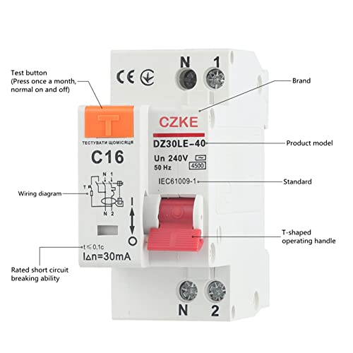 Disjoncteur différentiel DZ30LE-40 RCBO 1P+N 230V pour tableau