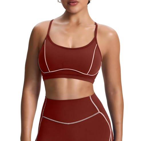 Image of Aoxjox Lexi Lined Sports Bra | color blocking, adjustable straps, women's workout fitness training gym yoga crop tank, moisture-wicking