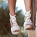 MiLanolce Women's Platform Sandals Wedge Open Toe Ankle Strap lace Wedding Shoes Bridesmaid Shoes,White,size-11