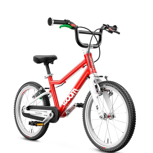 woom 3 Children’s Bicycle for Kids 4-6 Years Old, 16-Inch Wheels, Lightweight Bike with Handbrake, Steering Limiter & Chain Guard, Boys & Girls - Red