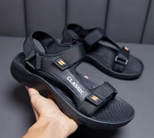 Classic Sport Sandals, Adjustable Straps, Black Athletic Comfort Sandals with Durable Outsole4