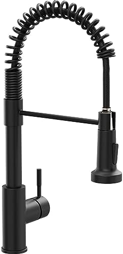 GIMILI Black Kitchen Faucet with Pull Down Sprayer Single Hole Spring ...