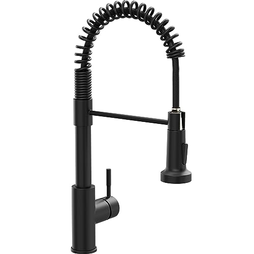 Comparison: Best Faucet For Farmhouse Sink 4 GIMILI Black Kitchen Faucet with Pull Down Sprayer Single Hole Spring Kitchen Sink Faucet, Suitable for Farmhouses, RV, Utility Laundry Room, Outdoor, and Campers. Llave para fregadero de cocina