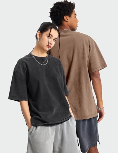 Image of Arssm Men Oversized T Shirts Vintage Tee Loose Fit Short Sleeve Casual Streetwear Baggy Washed Unisex Tops
