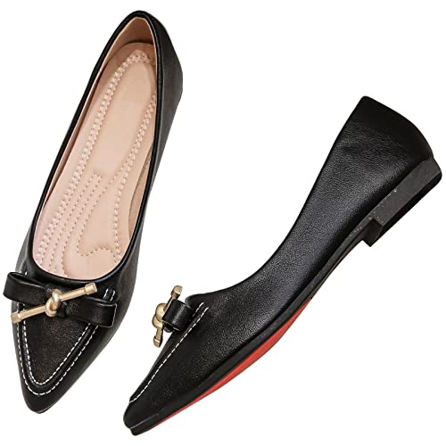 INEELUYI Pointed Toe Flats for Women Elegant Bow Patent Leather Slip-on Ballet Shoes Dress Shoes4