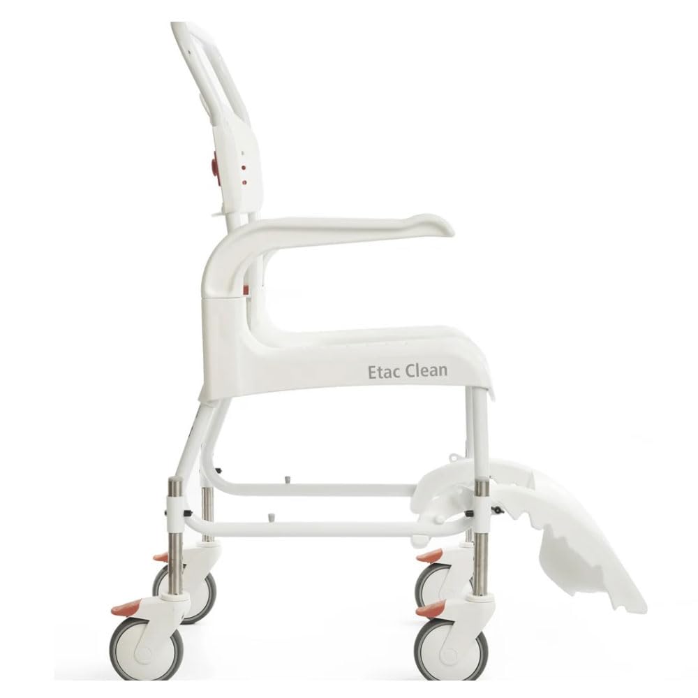 Silla de ruedas Etac - Silla de ducha y inodoro con ruedas, altura del asiento 49 cm, color blanco